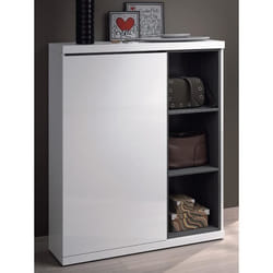 Meuble à chaussures avec 1 porte et 3 étagéres coloris blanc brillant 108 x 79 x 25 cm