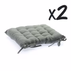 Lot de 2 Coussins de chaise en coton Gris 38 x 38 cm