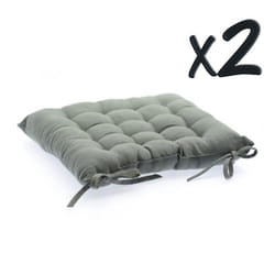Lot de 2 Coussins de chaise en coton Gris 38 x 38 cm