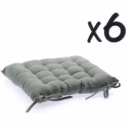 Lot de 6 Coussins de chaise en coton Gris 38 x...