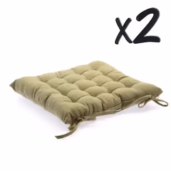Lot de 2 Coussins de chaise en coton Lin 38 x 38 cm