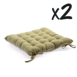 Lot de 2 Coussins de chaise en coton Lin 38 x 38 cm