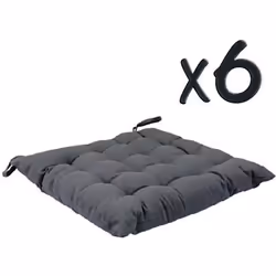 Lot de 6 Coussins de chaise en coton Gris foncé...