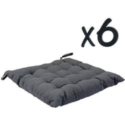 Lot de 6 Coussins de chaise en coton Gris foncé...