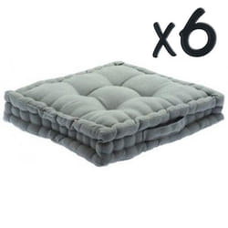 Lot de 6 Coussins de sol en coton Gris 40 x 40...