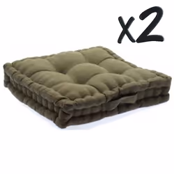 Lot de 2 Coussins de sol en coton Taupe 40 x 4...