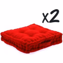 Lot de 2 Coussins de sol en coton Rouge 40 x 40 x H8 cm