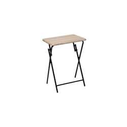 Pegane - Table tv pliante en bois, pieds en métal gris