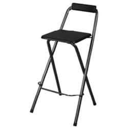 Lot de 4 chaises de bar Louna Noir, structure en métal, Assise en panneaux de fibres de bois Pegane