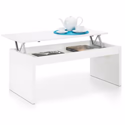 Table Basse Blanc brillant avec Plateau Relevable est aussi chic que pratique. Son mécanisme coulissant permet par une simple ...
