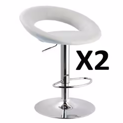 Lot de 2 Tabourets de Bar Blanc L52x 48 x H82 cm