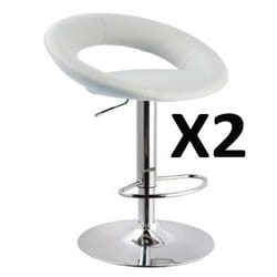 Lot de 2 Tabourets de Bar Blanc L52x 48 x H82 cm