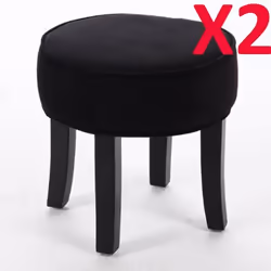Tabourets VELOURS Noir - PEGANE - Lot de 2 - Contemporain - Intérieur - L 35 x P 35 x H 35 cm