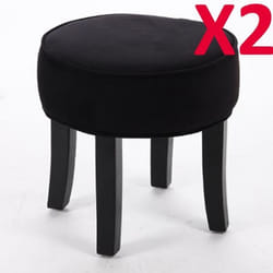 Tabourets VELOURS Noir - PEGANE - Lot de 2 - Contemporain - Intérieur - L 35 x P 35 x H 35 cm