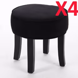 Tabouret Pouf rond Noir - PEGANE - L 35 x P 35 x H 35 cm - Tissu - Velours - Salon - Contemporain