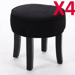 Tabouret Pouf rond Noir - PEGANE - L 35 x P 35 x H 35 cm - Tissu - Velours - Salon - Contemporain