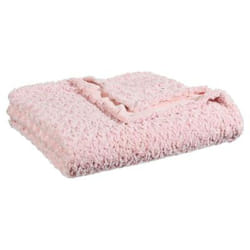 Pegane - Plaid imitation fourrure bouclée en Rose, L.230 x l.180 cm