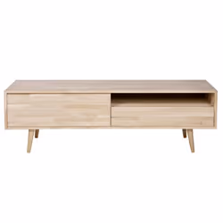 Meuble TV en chêne massif avec tiroir - PEGANE - Contemporain - Design - Marron - Salon