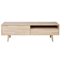 Meuble TV en chêne massif avec tiroir - PEGANE - Contemporain - Design - Marron - Salon