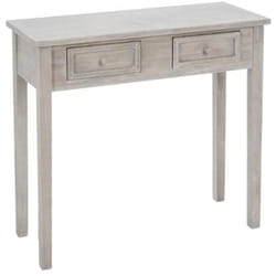 Console de 2 Tiroirs en bois blanchi - L80 x P30 x H76 cm - PEGANE -