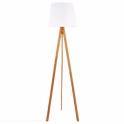 Lampadaire en bambou et polyester blanc - PEGANE - H160 x D50 cm - Contemporain Design - Electrique