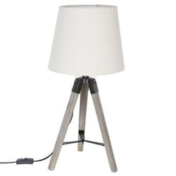 Lampe de table en polyester et Bois Lin - Dim : H56 x D28 cm