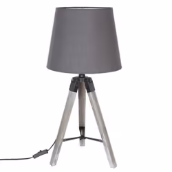 Lampe de table en polyester et Bois coloris Gris - Dim : H56 x D28 cm