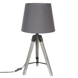 Lampe de table en polyester et Bois coloris Gris - Dim : H56 x D28 cm