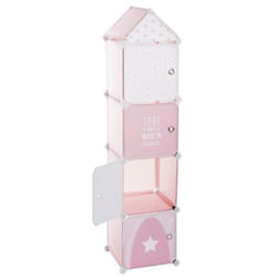 Pegane - Colonne de rangement coloris Rose en Polypropylène - Dim : L34x l140 x H32 cm