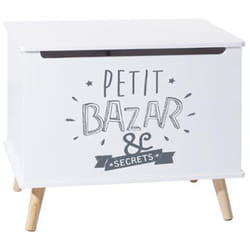 Pegane - Coffre de rangement en bois coloris blanc - Dim : l 58 x l 48 x h 38 cm