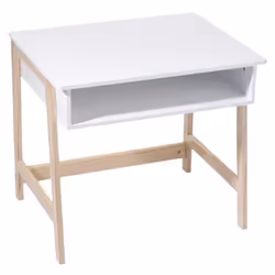Bureau - PEGANE - Design - Bois - Blanc - Naturel - Avec Espace de Rangement