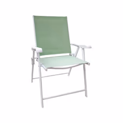 Chaise de jardin pliante en fer blanc - avec accoudoirs plastique. Textilène tressage 2 x 1 de 600gr. Textilène tressage 2 x  ...