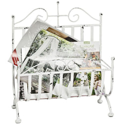 Pegane - porte parapluies coloris blanc antique - Dim : l 20 x h 20 x l 46 cm