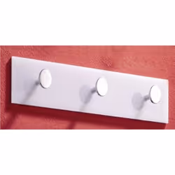 Patère murale coloris blanc-chromé - Dim : L 34 x P 4 x H 6 cm