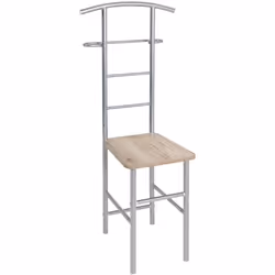 Valet coloris alu-chêne San Remo, en tube d'acier couleur alu, assise en MDF décor chêne San Remo. Dimensions : L 46 x P 46 x ...