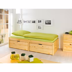 Lit banquette pour enfant en pin massif vernis naturel - Dim : 90 x 200 cm