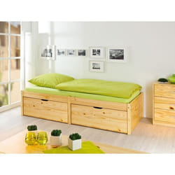 Lit banquette pour enfant en pin massif vernis naturel - Dim : 90 x 200 cm