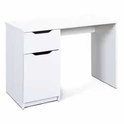 Bureau en panneaux de particules mélaminé blanc - Dim : L 115 x H 76 x P 55 cm