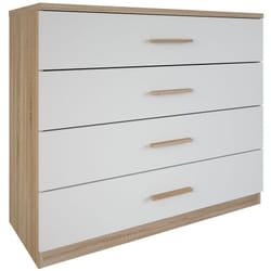 Commode avec 4 tiroirs 'selena' chene brossé / blanc - Dim : 100 x 84,7 x 41,6 cm Pegane