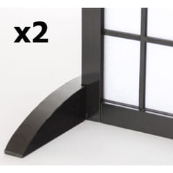 Pegane - Lot de 2 pieds pour paravent en bois noir - 2.8 x 33 x 0.8 cm