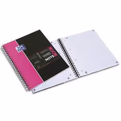 Lot de 5 Cahiers NOTEBOOK spiralé couverture polypro 160 pages Quadrillé 5 x 5 Format 23 x 297 cm avec appli SOS NOTES