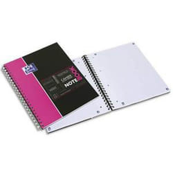 Lot de 5 Cahiers NOTEBOOK spiralé couverture polypro 160 pages Quadrillé 5 x 5 Format 23 x 297 cm avec appli SOS NOTES