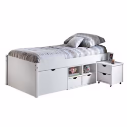 Lit multi rangements en pin couchage 90 X 200 cm - Dim : L 96 x P 209 x H 47.5 cm