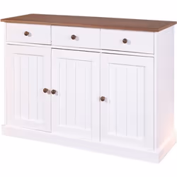 Buffet coloris blanc en bois massif et métal - Dim : L 130 x P 45 x H 86 cm