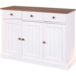 Buffet coloris blanc en bois massif et métal - Dim : L 130 x P 45 x H 86 cm
