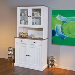 Buffet coloris blanc en bois massif et métal - Dim : L 90 x P 45 x H 191 cm