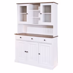 Grand buffet coloris blanc en bois massif et métal - Dim : L 131 x P 45 x H191 cm
