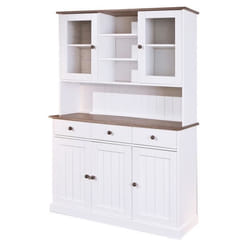 Grand buffet coloris blanc en bois massif et métal - Dim : L 131 x P 45 x H191 cm
