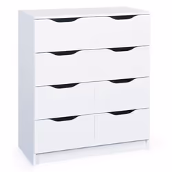 Commode - PEGANE - 8 tiroirs - Bois - Blanc - 80 x 40 x 91 cm