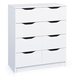 Commode - PEGANE - 8 tiroirs - Bois - Blanc - 80 x 40 x 91 cm